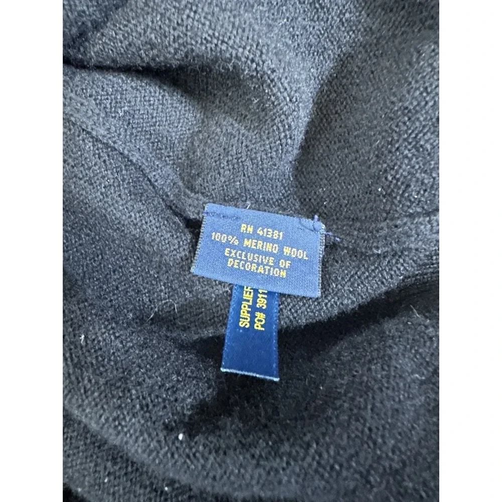 Polo Ralph Lauren Men's 100% Merino Wool Black Sweater Men's M Purple Pony